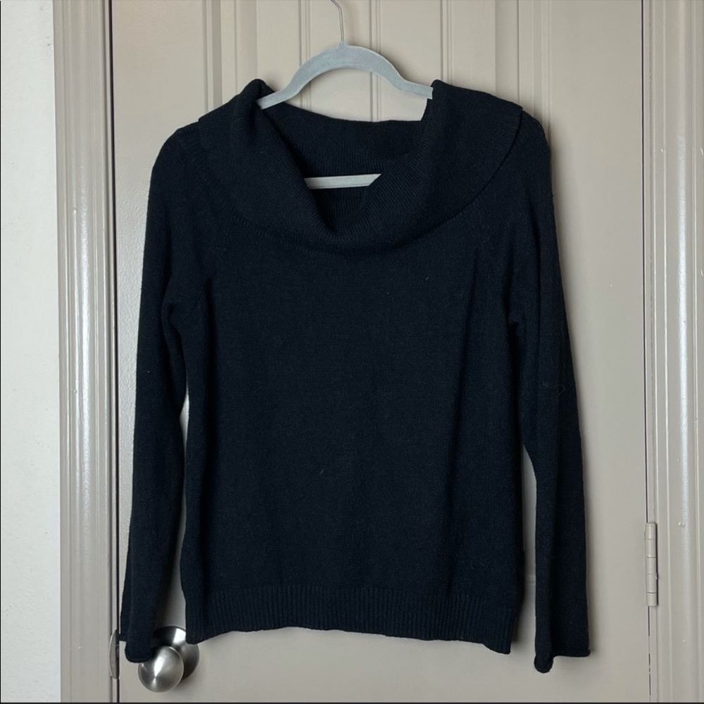 Anthropologie Black Long Sleeve Cowlneck Turtleneck Pullover Sweater Sz L